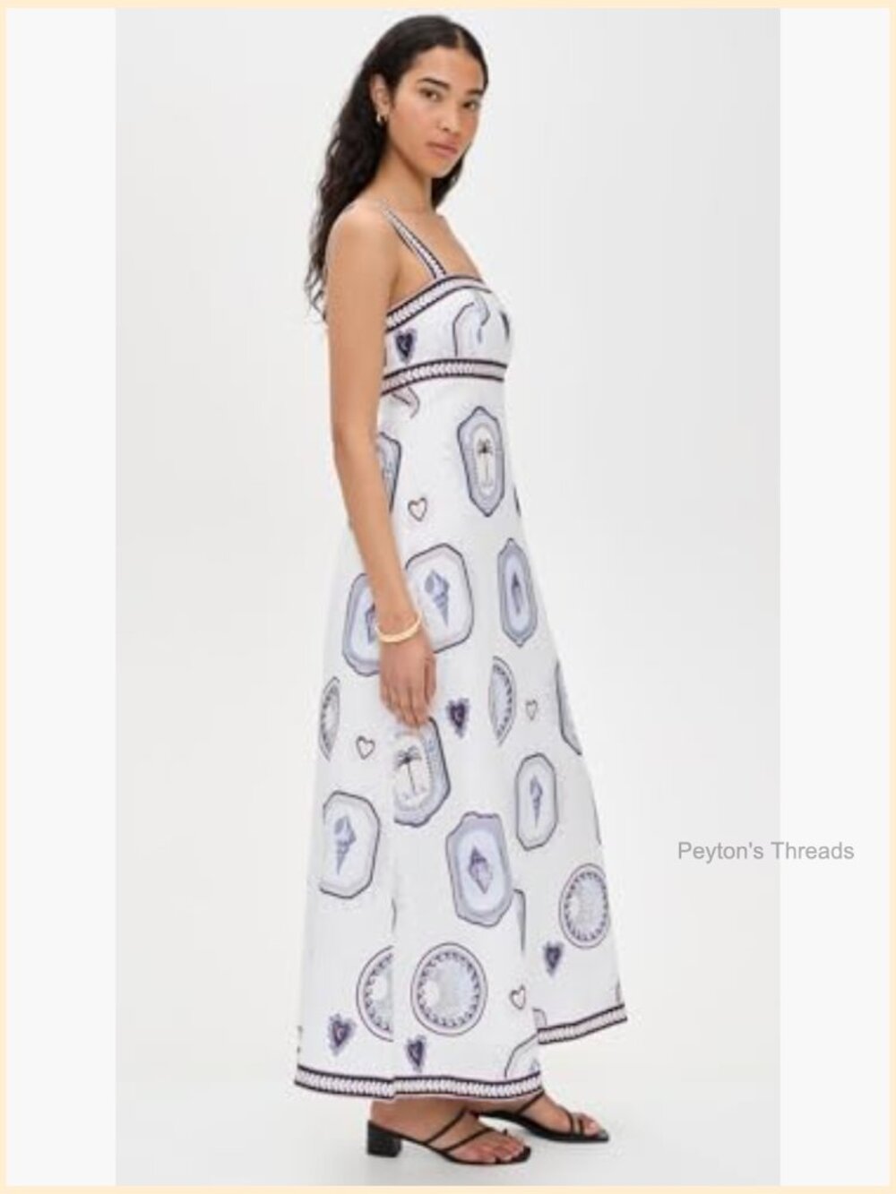Linen Empire Waist Maxi Dress with Square Neck and Adjustable Straps - Picture 4 of 6
